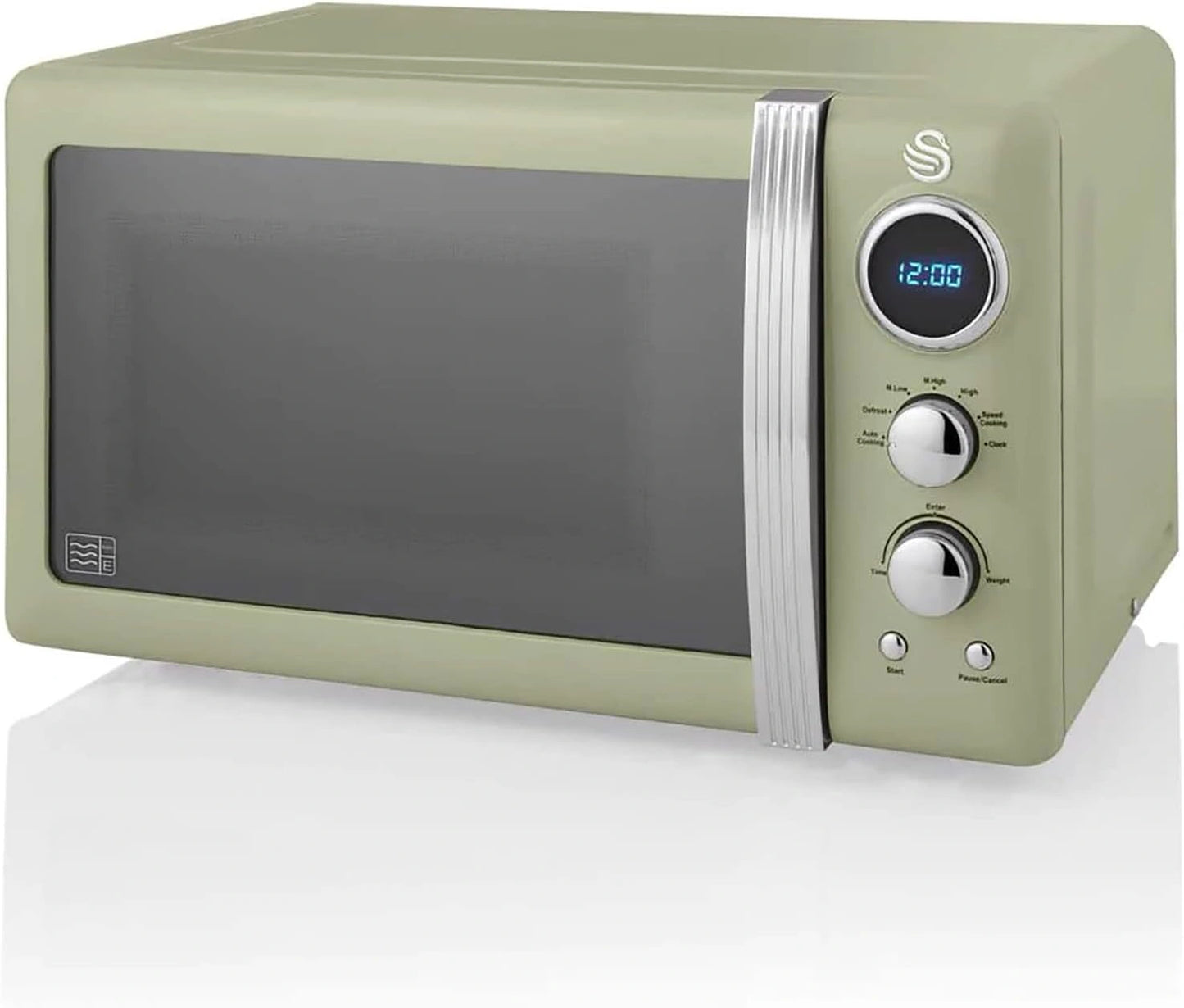 Micro-ondes Num¨¦rique 20L Swan Vintage, 800W, D¨¦cong¨¦lation, Miroir, Vert