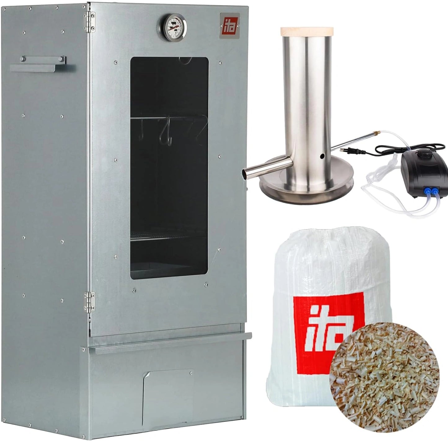 Fumoir ¨¦lectrique ITA 7000 avec G¨¦n¨¦rateur de Fum¨¦e - Armoire Acier avec Fen¨ºtre et Thermom¨¨tre - 81 cm, 3 Niveaux - Qualit¨¦ Europ¨¦enne Directe