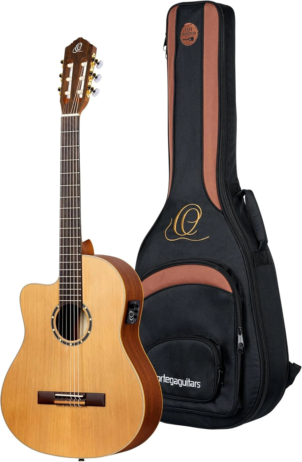 Guitare Classique ¨¦lectro-Acoustique pour Gaucher 4/4 - Famille Pro - C¨¨dre Rouge et Acajou avec Housse
