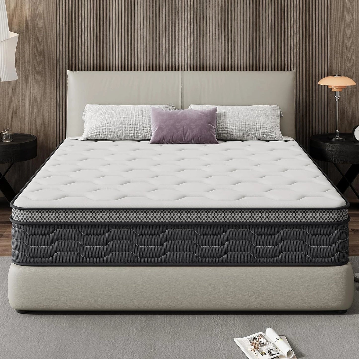Matelas Confort Ergonomique 160x200cm ¨¤ Ressorts et M¨¦moire de Forme, 7 Zones Respirantes