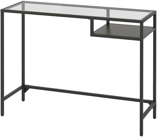 Table de Bureau Portable VITTSJ? Brun Noir avec Plateau en Verre - 100x36x74 cm