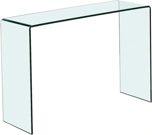 Console en verre tremp¨¦ incurv¨¦ Alonzo - Transparent