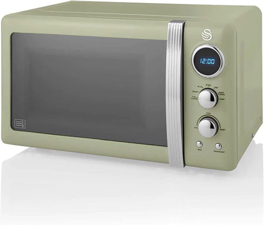 Micro-ondes Num¨¦rique 20L Swan Vintage, 800W, D¨¦cong¨¦lation, Miroir, Vert