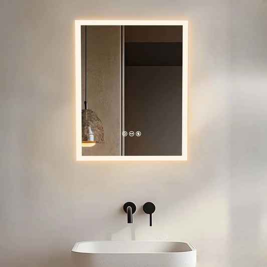 Miroir LED pour Salle de Bain LUVODI, ¨¦clairage Tactile ¨¦tanche, 50x40cm, Antibu¨¦e, IP65, Installation Horizontale ou Verticale