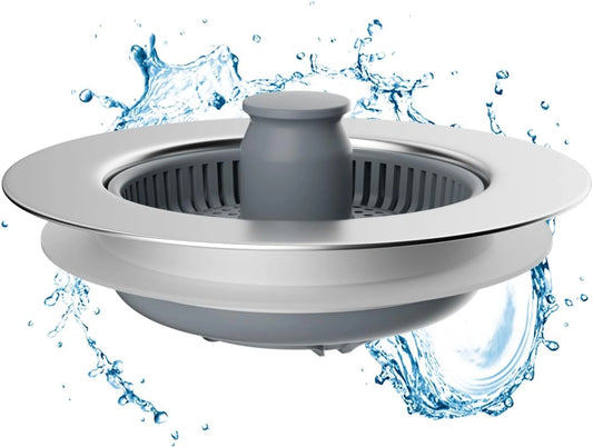 Combo Passeoire et Bouchon d'¨¦vier de Cuisine Universel - Acier Inoxydable Anti-obstruction, Installation Facile pour ¨¦viers 72-86mm