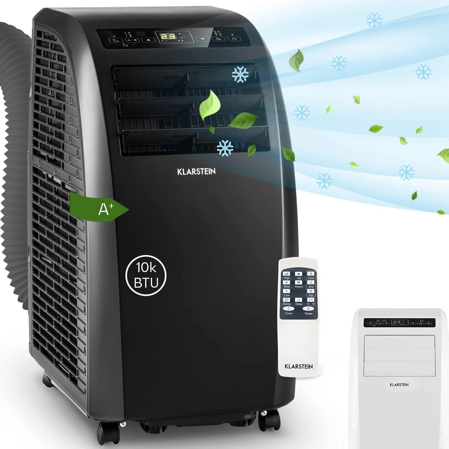 Climatiseur Mobile Klarstein 4-en-1 Silencieux 10000 BTU avec D¨¦shumidificateur, Ventilation et Mode Nuit