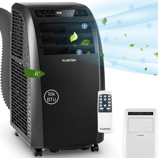 Climatiseur Mobile Klarstein 4-en-1 Silencieux 10000 BTU avec D¨¦shumidificateur, Ventilation et Mode Nuit