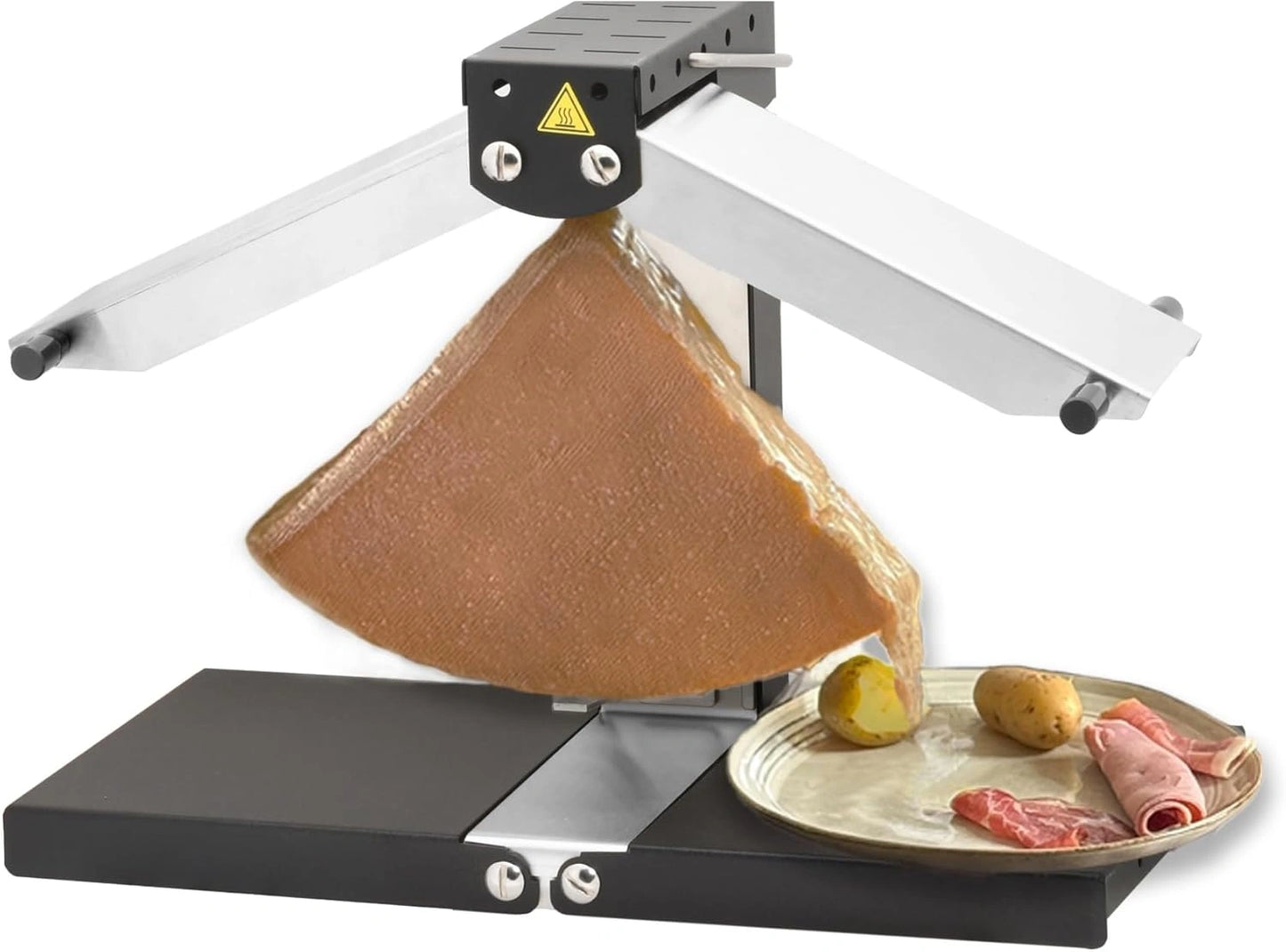 Louis Tellier - Appareil ¨¤ raclette traditionnel pour 2 ¨¤ 6 personnes, Fabriqu¨¦ en France, Inox et Acier, Rampes ajustables, S¨¦curit¨¦ renforc¨¦e, Support fromage amovible, 230V 1000W