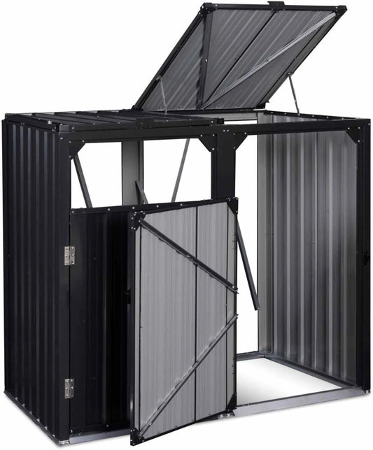 Enclos pour Double Poubelle en Acier Anthracite - IDMarket