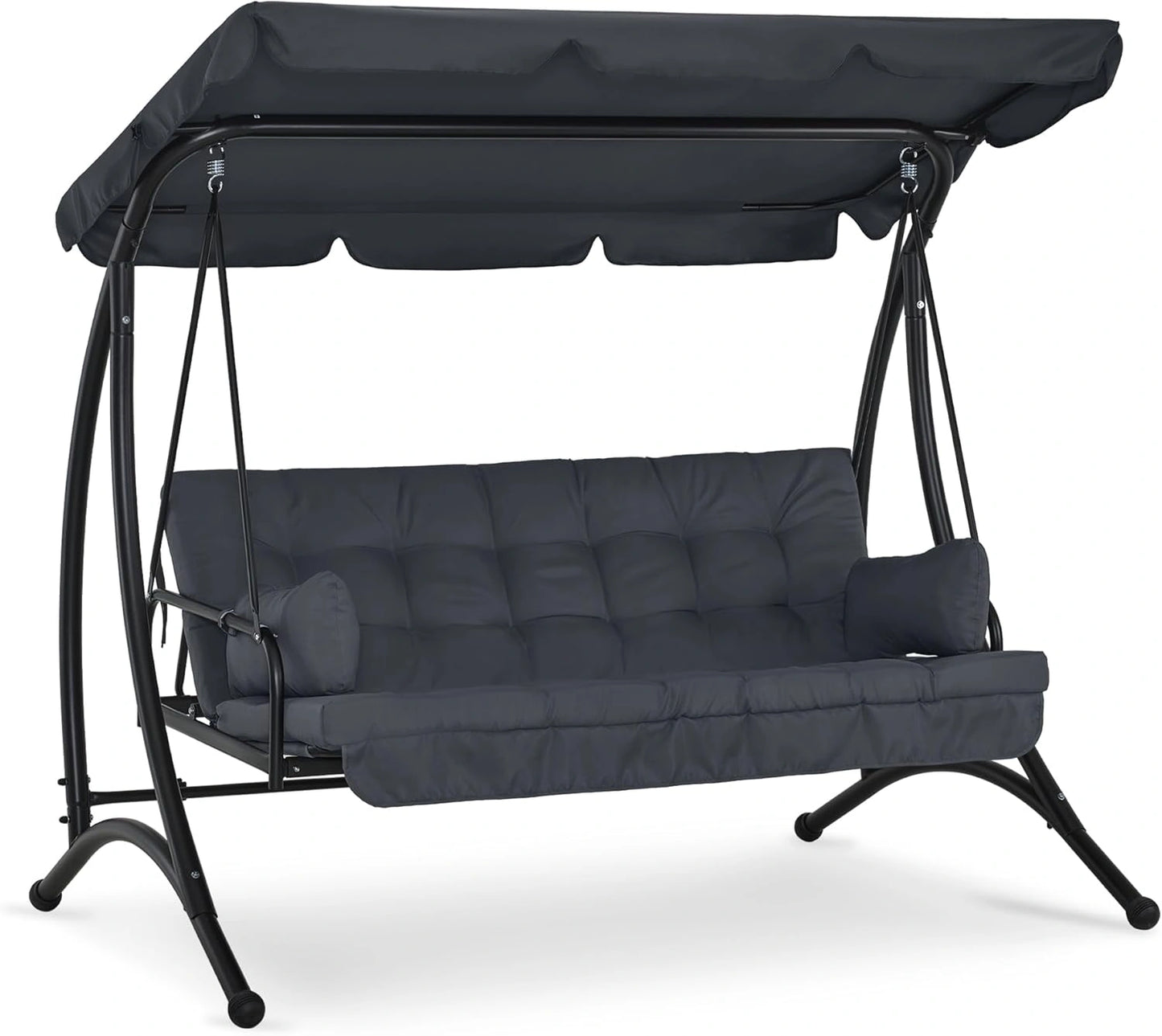 Balancelle de Jardin 3 Places avec Matelas ¨¦pais et Auvent Solaire Gris, Support 300 kg