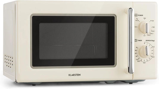 Four Micro-ondes Klarstein Caroline 2-en-1 avec Gril, 20L, 700/1000W, Design R¨¦tro Cr¨¨me