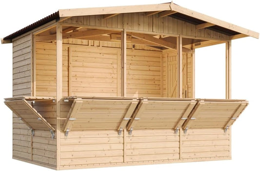 Abri de Jardin en Bois TIMBELA M150B - Kiosque avec 5 Fen¨ºtres, 6 m2, Montage Facile