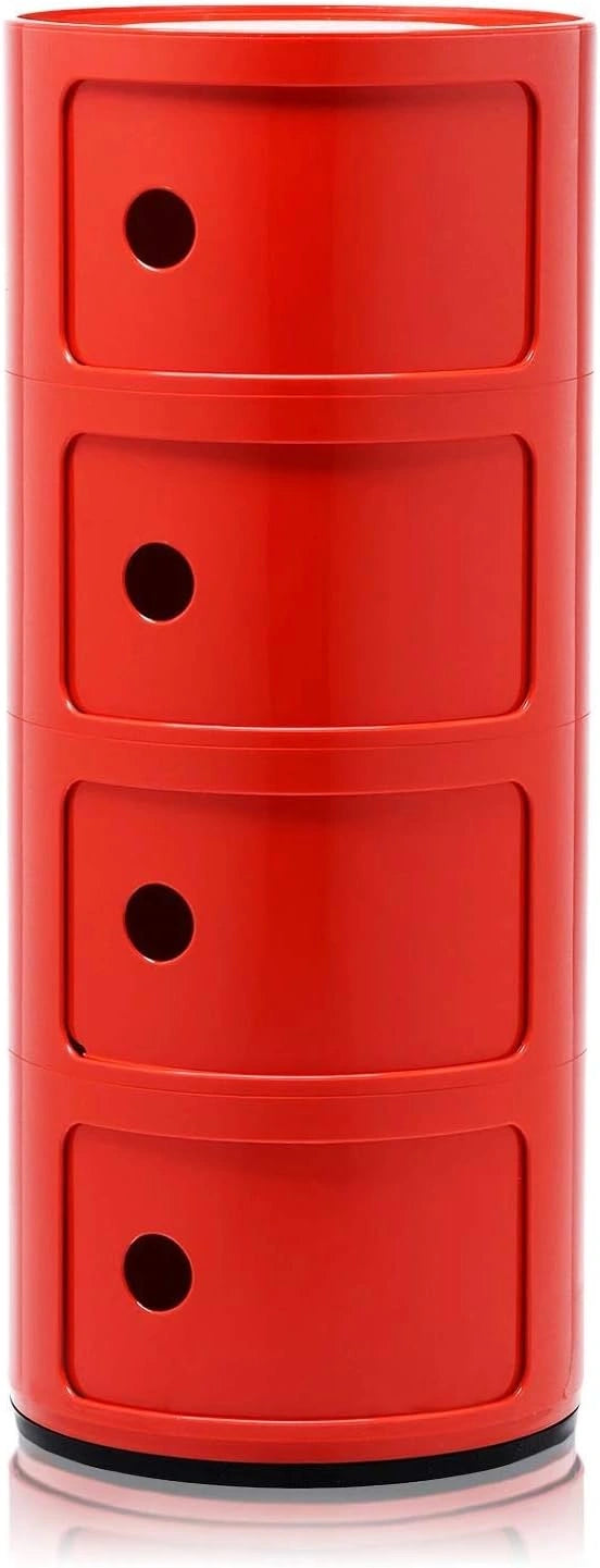 Kartell Componibili, Module de Rangement 4 Compartiments, Rouge, Base Ronde