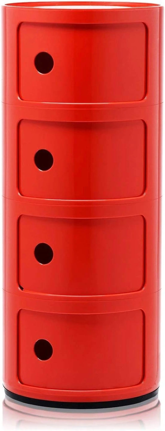Kartell Componibili, Module de Rangement 4 Compartiments, Rouge, Base Ronde