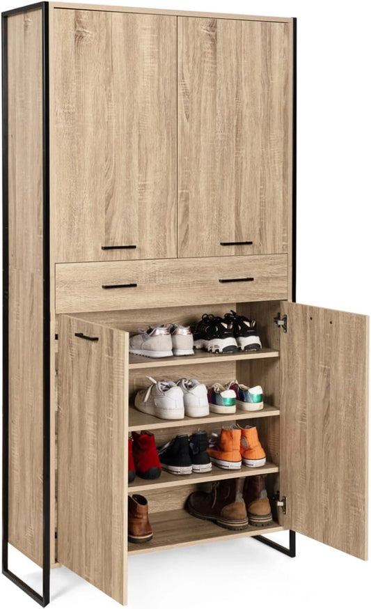 Grande Armoire ¨¤ Chaussures Industrielle 24 Paires avec Tiroir et 4 Portes - Hauteur 180 cm