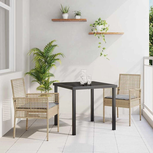 Ensemble de 2 chaises de jardin en rotin synth¨¦tique avec coussins - Beige - 55x53x85 cm - Accoudoirs inclus - Id¨¦al pour ext¨¦rieur
