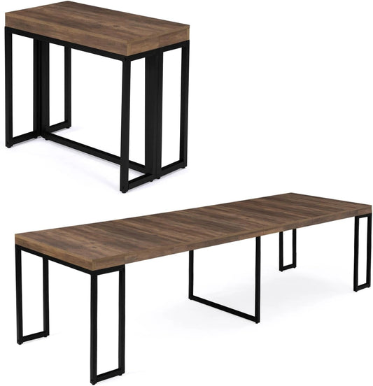 Table Console Extensible Industrielle 235 cm pour 10 Personnes en Bois Fonc¨¦ - IDMarket Toronto