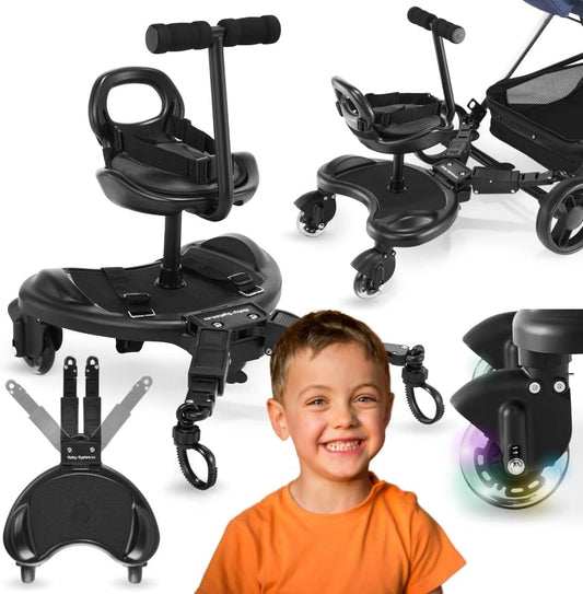 Planche de Poussette Universelle 2-en-1 avec Si¨¨ge et Roues LED - Jusqu'¨¤ 20 kg
