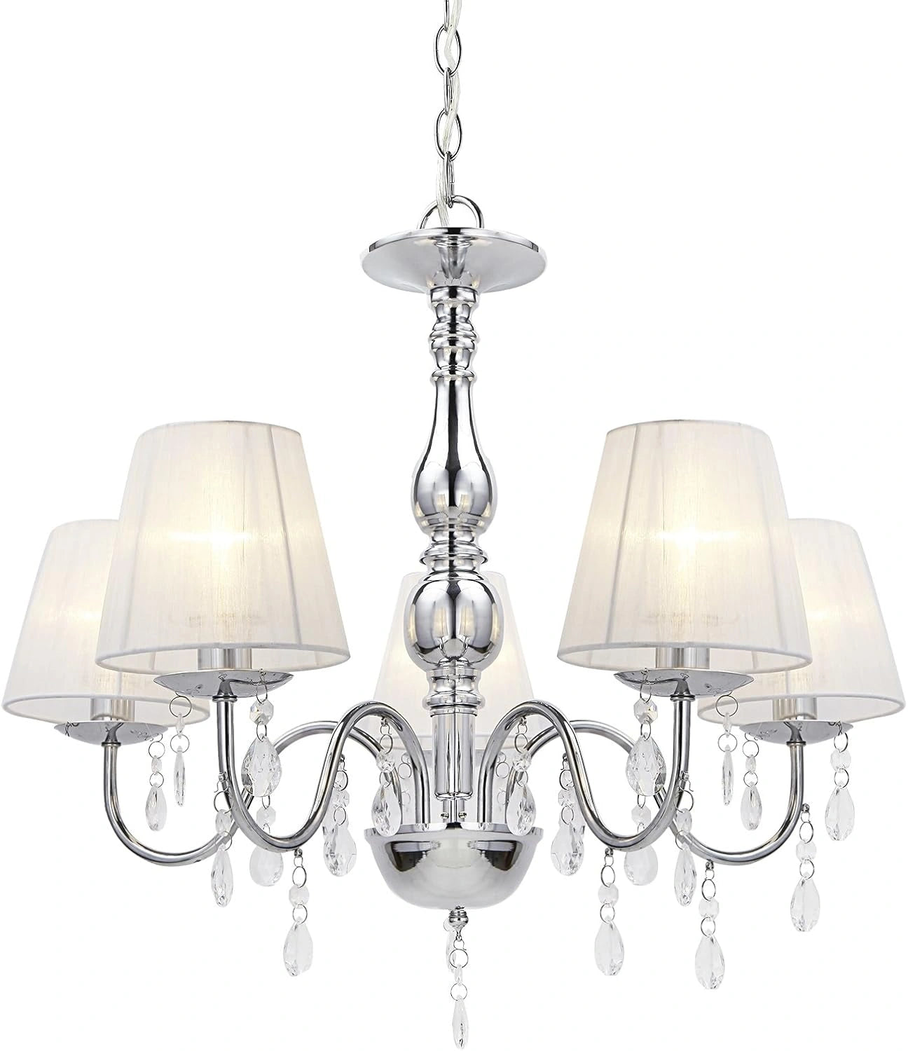 Lustre Moderne en Aluminium et Chrome Blanc 45 cm - lux.pro