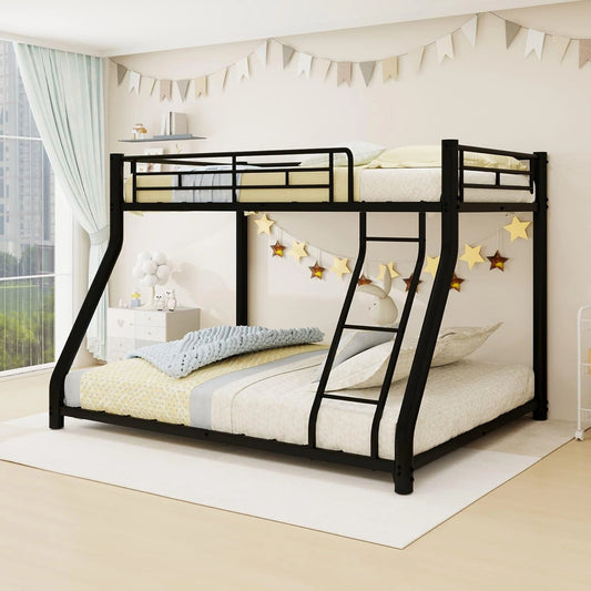 Lit Superpos¨¦ Moderne en M¨¦tal 90/140x190 cm Noir avec ¨¦chelle et Garde-Corps pour Adolescents, Sommier ¨¤ Lattes Inclus