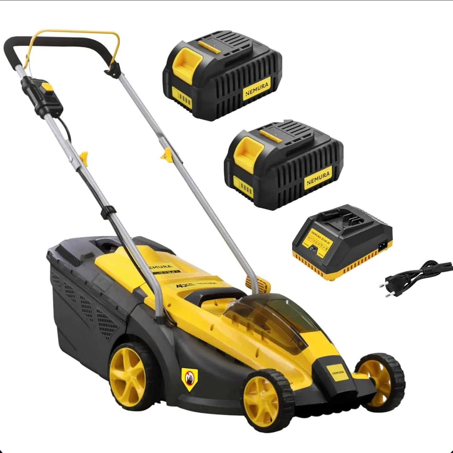 Tondeuse Sans Fil 40V avec 2 Batteries 4Ah - Largeur 37cm - Hauteurs Ajustables 25-77mm - Bac 35L - Coupe Pr¨¦cise - Chargeur Inclus