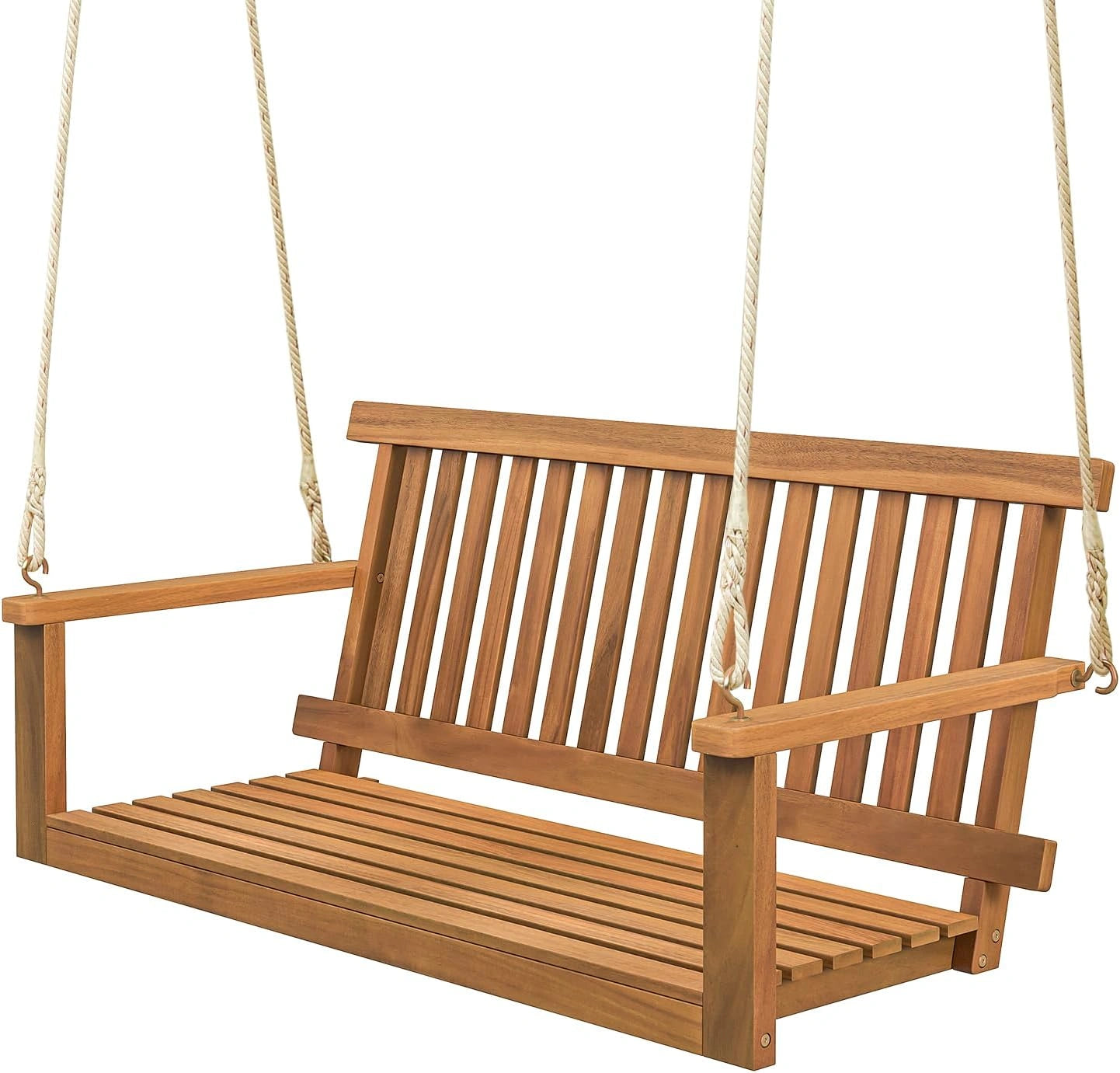 Balancelle en Bois d'Acacia Massif, 2 Places, 130x63x57 cm, Capacit¨¦ 360 kg