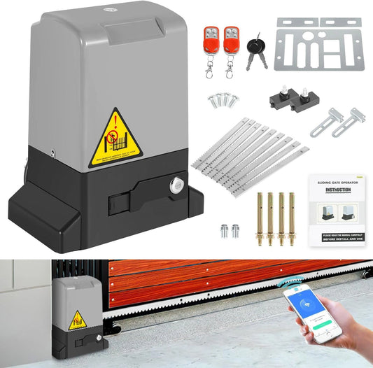 Syst¨¨me de motorisation pour portail coulissant 370W, capacit¨¦ 800 kg, WiFi, avec t¨¦l¨¦commandes et cr¨¦maill¨¨re