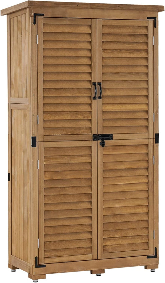 Armoire de Jardin en Bois MCombo avec ¨¦tag¨¨res de Rangement