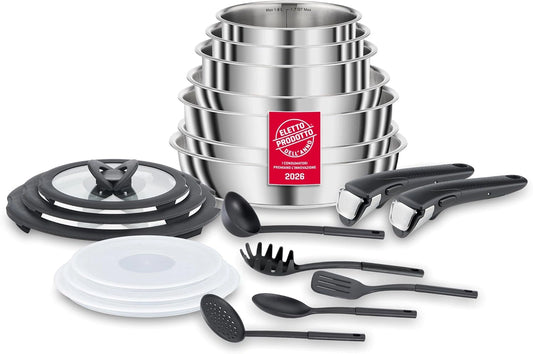 Lagostina Ingenio Inox Ensemble de 20 Pi¨¨ces - Casseroles et Po¨ºles en Acier Inoxydable pour Induction