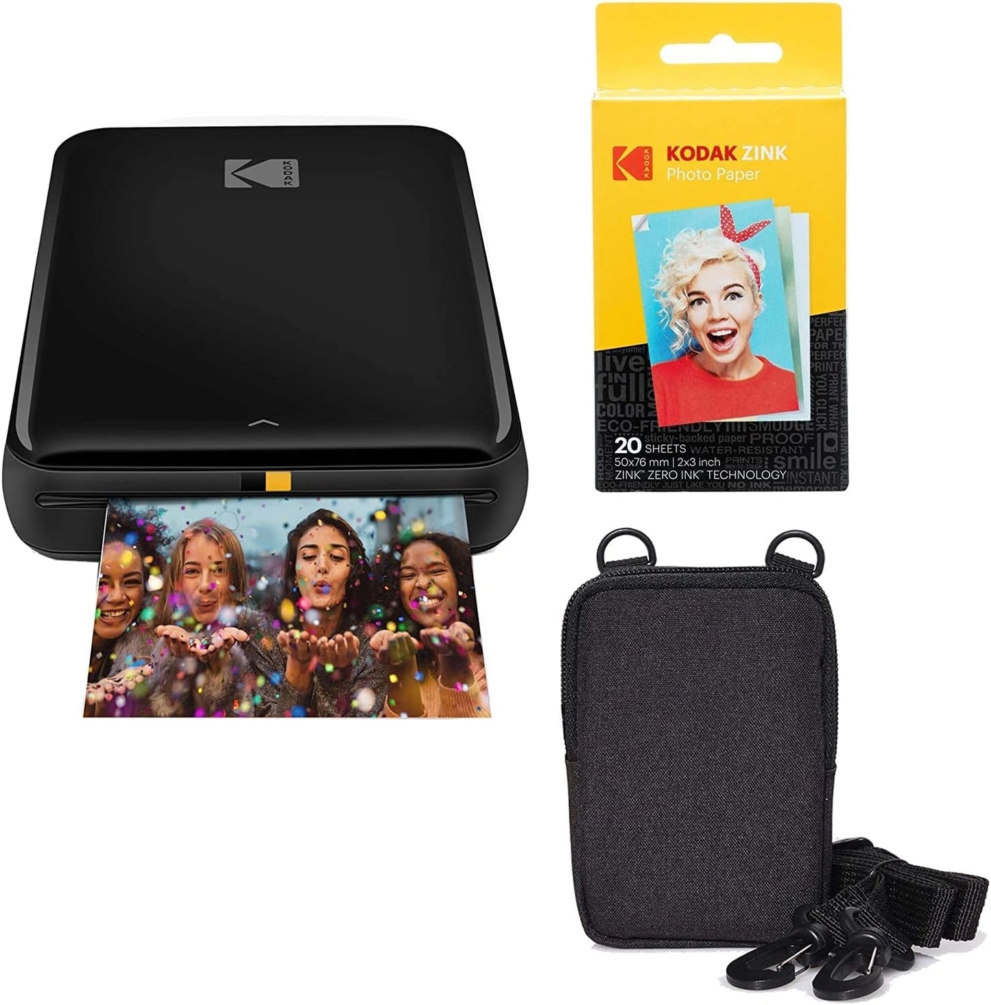 KODAK Step Imprimante Photo Mobile Sans Fil avec Technologie ZINK - Noir, Kit de Voyage