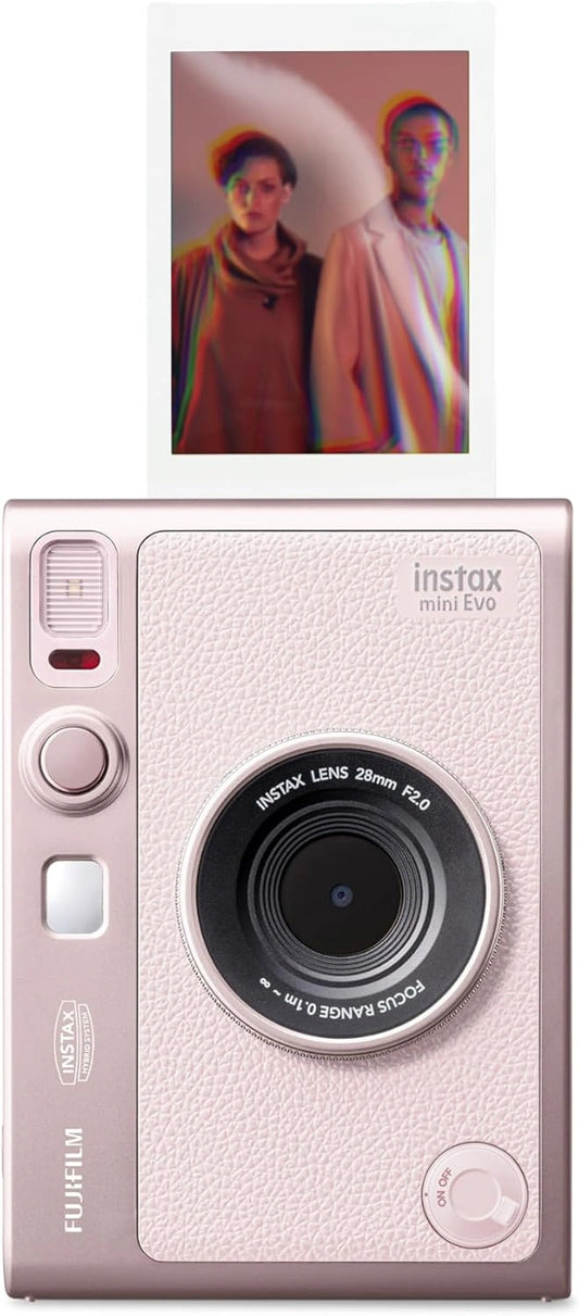 Appareil Photo Instax Mini Evo Rose, 2-en-1 Num¨¦rique et Imprimante, ¨¦cran Tactile LCD 2,7", 10 Objectifs & Effets, Pour Films Instax Mini