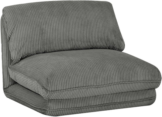 sweeek - Fauteuil Convertible en Velours C?tel¨¦ Gris 1 Place Confortable