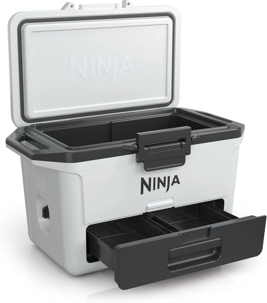 Glaci¨¨re Isotherme Ninja FrostVault Professionnelle, Conservation de Glace Prolong¨¦e, Compartiment de Rangement Int¨¦gr¨¦