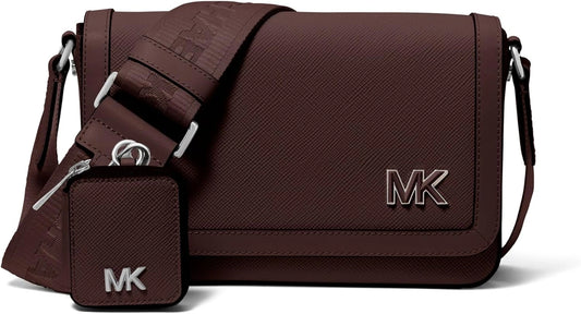 Sac bandouli¨¨re Michael Kors Edison Mini avec rabat et pochette en noir et chocolat