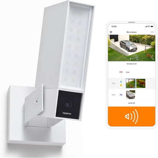 Cam¨¦ra Ext¨¦rieure Intelligente Netatmo avec Sir¨¨ne 105dB et ¨¦clairage LED