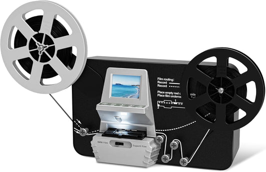 Scanner de Films Super 8/8 mm avec ¨¦cran LCD 2,4 pouces - Conversion 1080P, M¨¦moire SD 32 Go, Bobines Jusqu'¨¤ 9 pouces