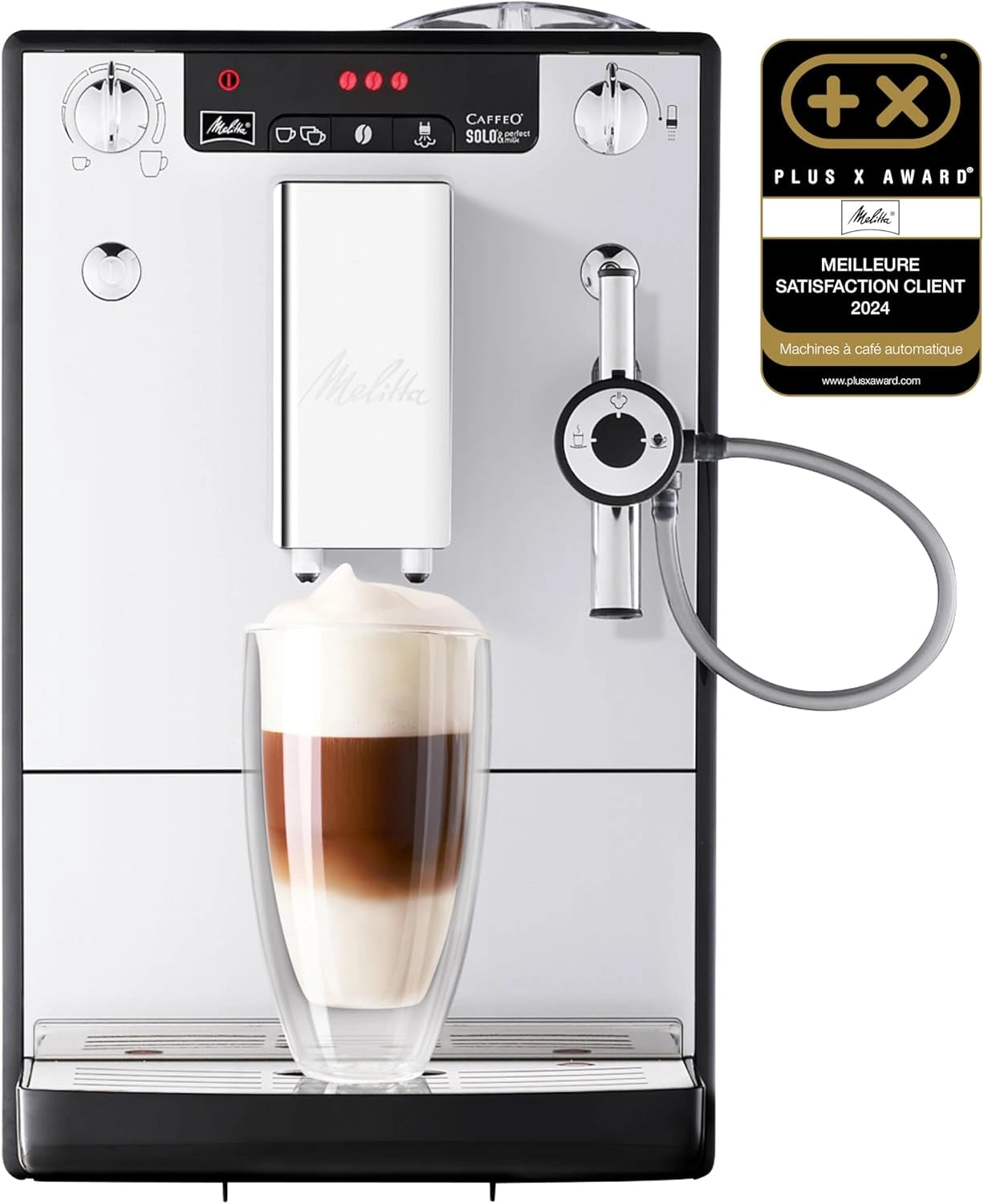 Machine ¨¤ caf¨¦ automatique Melitta Solo & Perfect Milk, argent, broyeur int¨¦gr¨¦, syst¨¨me d'extraction d'ar?mes, 1-2 tasses, Auto Cappuccinatore, ¨¦cran LED, mod¨¨le E957-203, 1400W