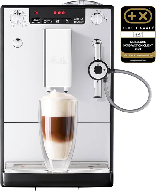Machine ¨¤ caf¨¦ automatique Melitta Solo & Perfect Milk, argent, broyeur int¨¦gr¨¦, syst¨¨me d'extraction d'ar?mes, 1-2 tasses, Auto Cappuccinatore, ¨¦cran LED, mod¨¨le E957-203, 1400W