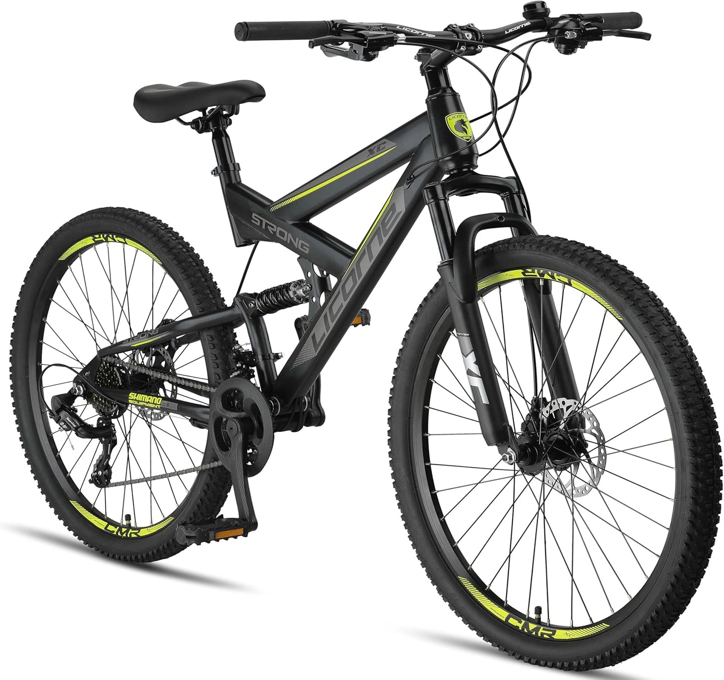 V¨¦lo Tout-Terrain Licorne Strong 2D 27,5" pour Tous avec Suspension et Freins ¨¤ Disque
