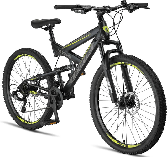 V¨¦lo Tout-Terrain Licorne Strong 2D 27,5" pour Tous avec Suspension et Freins ¨¤ Disque