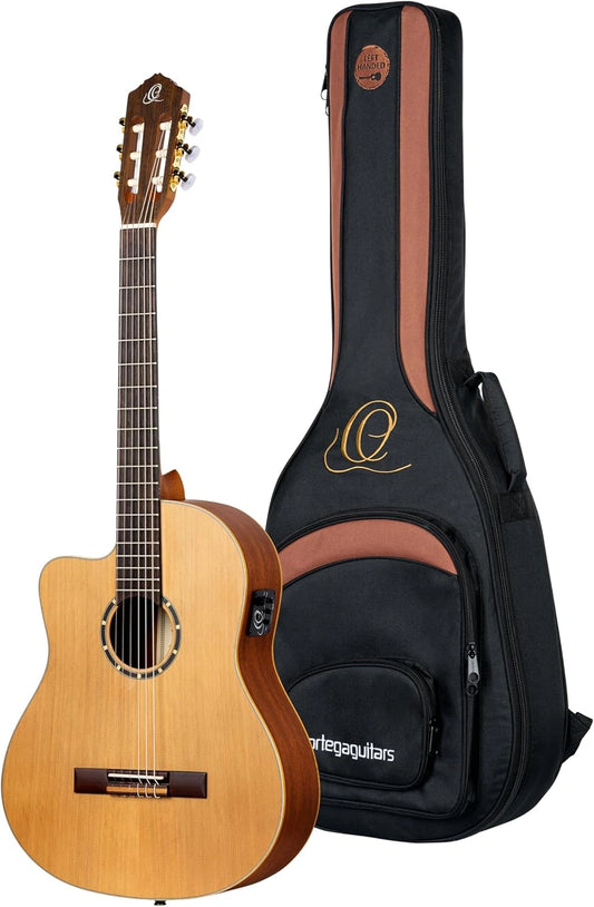 Guitare Classique ¨¦lectro-Acoustique pour Gaucher 4/4 - Famille Pro - C¨¨dre Rouge et Acajou avec Housse