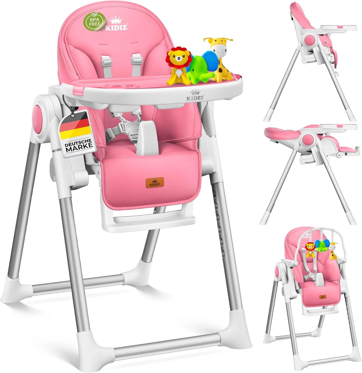 KIDIZ Chaise Haute ¨¦volutive 3 en 1 pour Enfant - Rose