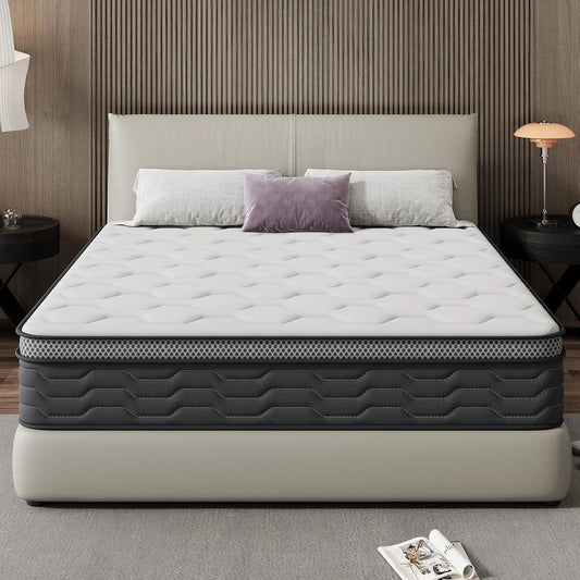 Matelas Confort Ergonomique 160x200cm ¨¤ Ressorts et M¨¦moire de Forme, 7 Zones Respirantes