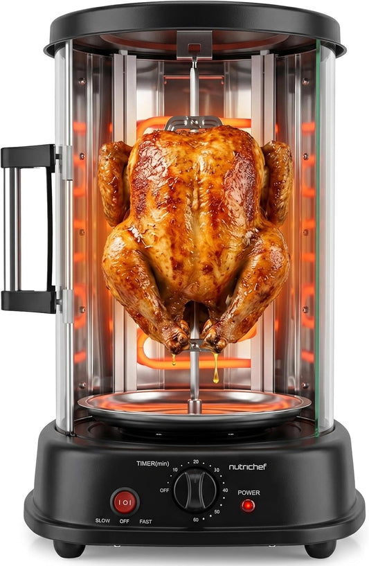Four Vertical Rotatif 1500W pour Kebab et Shawarma avec Minuterie et Porte Thermor¨¦sistante