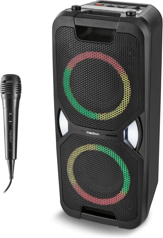 Enceinte Bluetooth MEDION PE-1 avec Micro et Lumi¨¨res LED, 26 Heures d'Autonomie