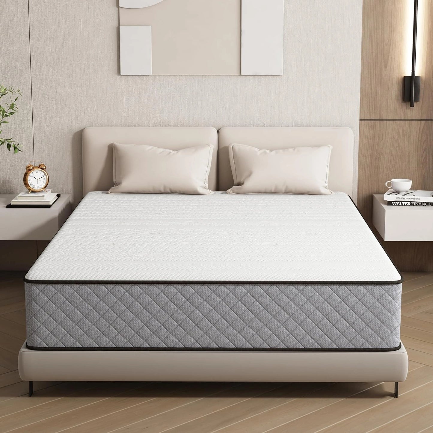 Matelas Hybride 140x200, ¨¦paisseur 25 cm, Mousse Gel et Ressorts Ensach¨¦s, Confort Moyenne, Haute Densit¨¦ 7 Zones, Durable et Respirant